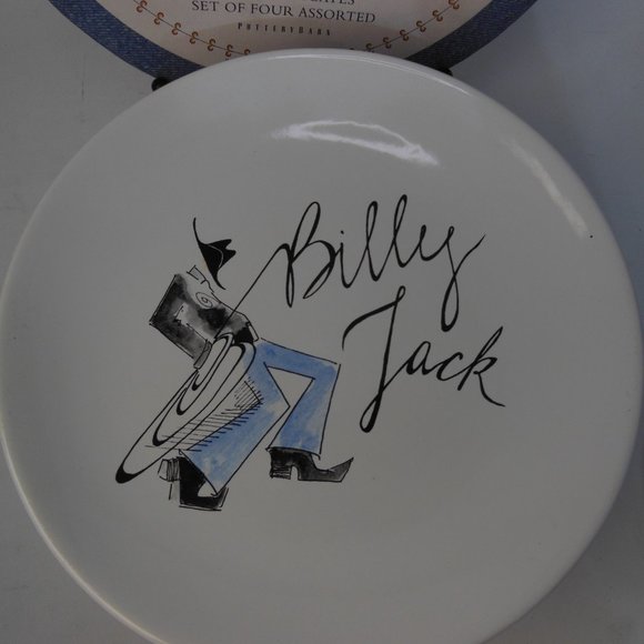 Pottery Barn Cocktail Plates  2 boxed sets= 8,  TIE ONE ON cowboy recipe plates - Picture 9 of 11